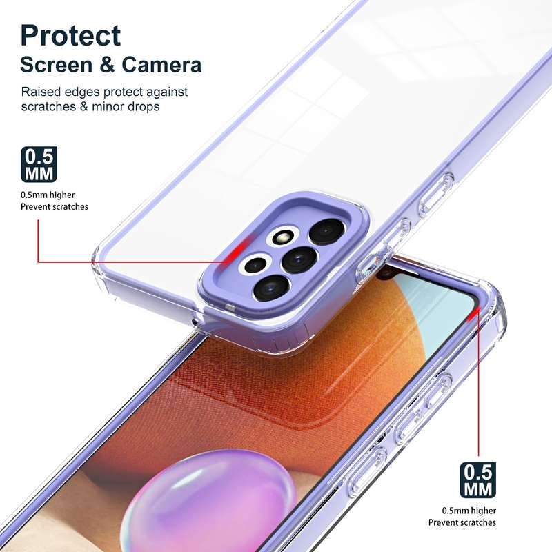 For Samsung Galaxy A32 4G 3 in 1 Clear TPU Color PC Frame Phone Case(Black)