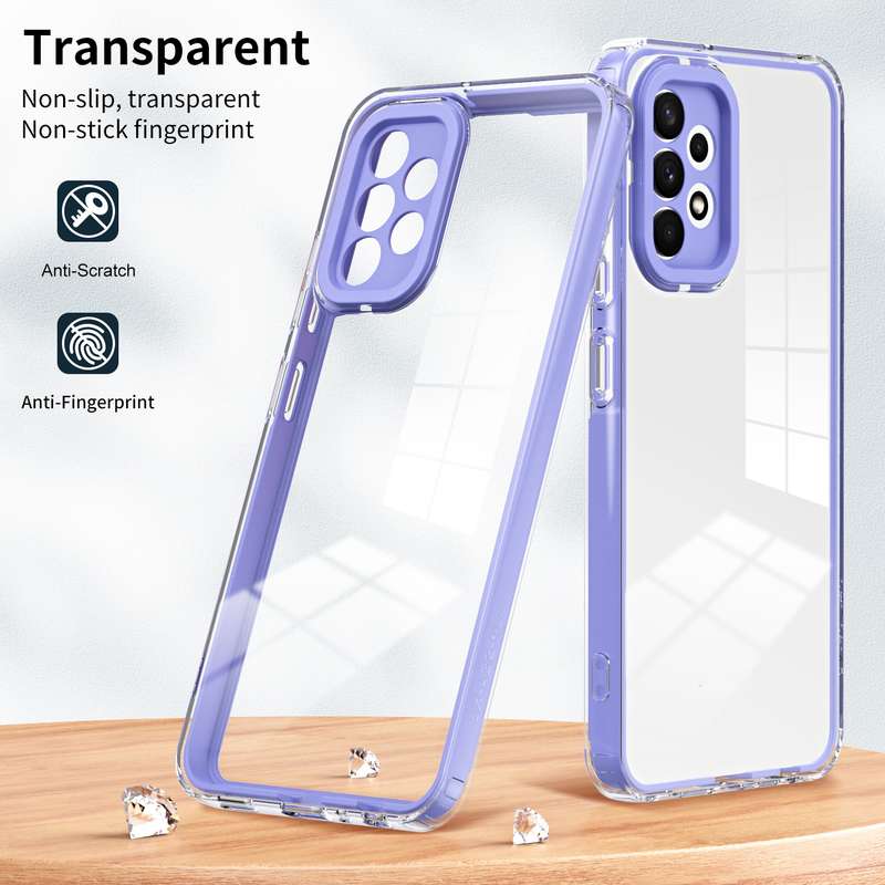 For Samsung Galaxy A33 5G 3 in 1 Clear TPU Color PC Frame Phone Case(Purple)
