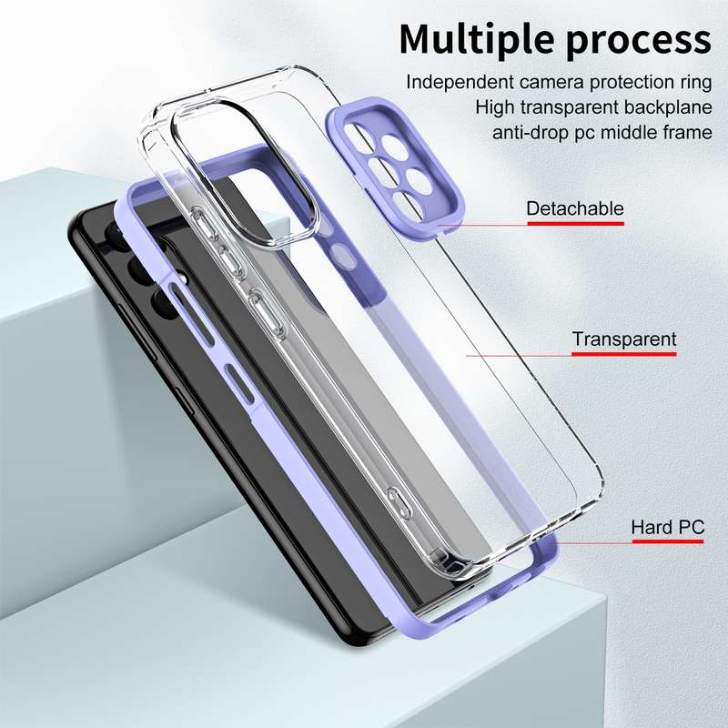 For Samsung Galaxy A33 5G 3 in 1 Clear TPU Color PC Frame Phone Case(Purple)