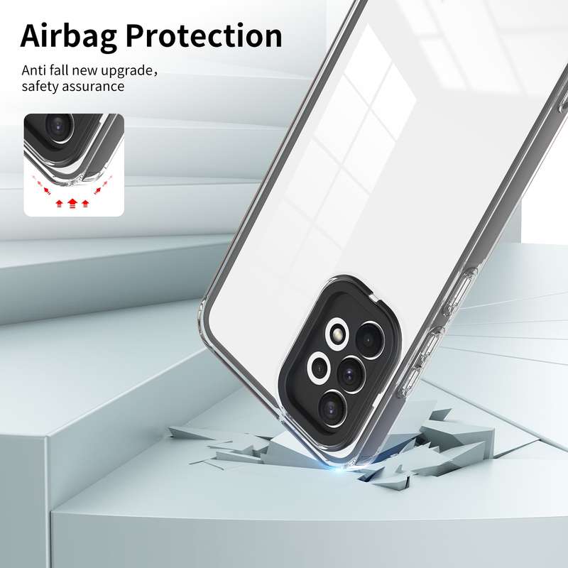 For Samsung Galaxy A52 5G / 4G 3 in 1 Clear TPU Color PC Frame Phone Case(Black)