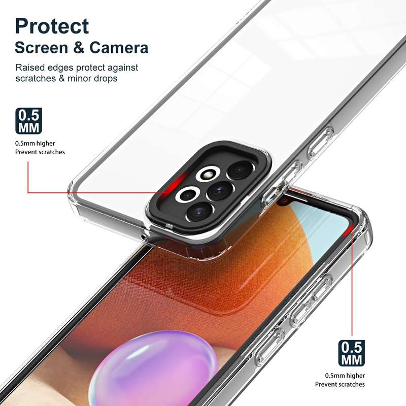 For Samsung Galaxy A52 5G / 4G 3 in 1 Clear TPU Color PC Frame Phone Case(Black)
