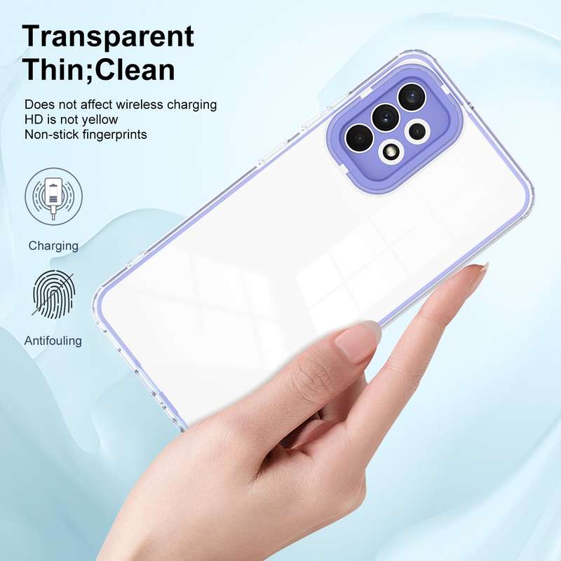 For Samsung Galaxy A33 5G 3 in 1 Clear TPU Color PC Frame Phone Case(Purple)
