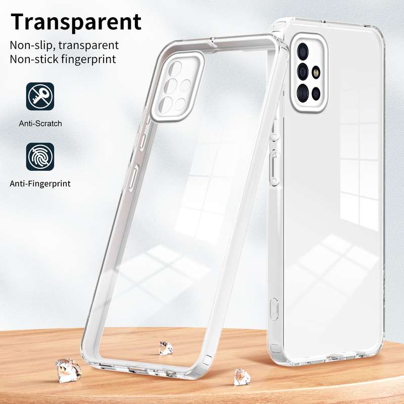 For Samsung Galaxy A51 4G 3 in 1 Clear TPU Color PC Frame Phone Case(Purple)
