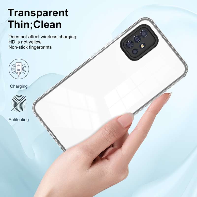 For Samsung Galaxy A51 4G 3 in 1 Clear TPU Color PC Frame Phone Case(Purple)
