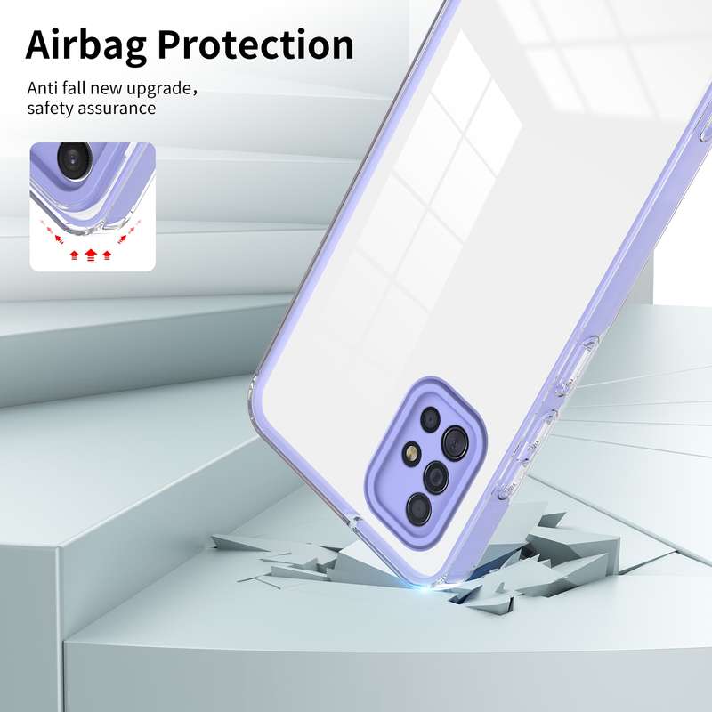 For Samsung Galaxy A51 4G 3 in 1 Clear TPU Color PC Frame Phone Case(Purple)