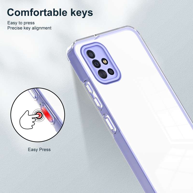 For Samsung Galaxy A51 4G 3 in 1 Clear TPU Color PC Frame Phone Case(Purple)