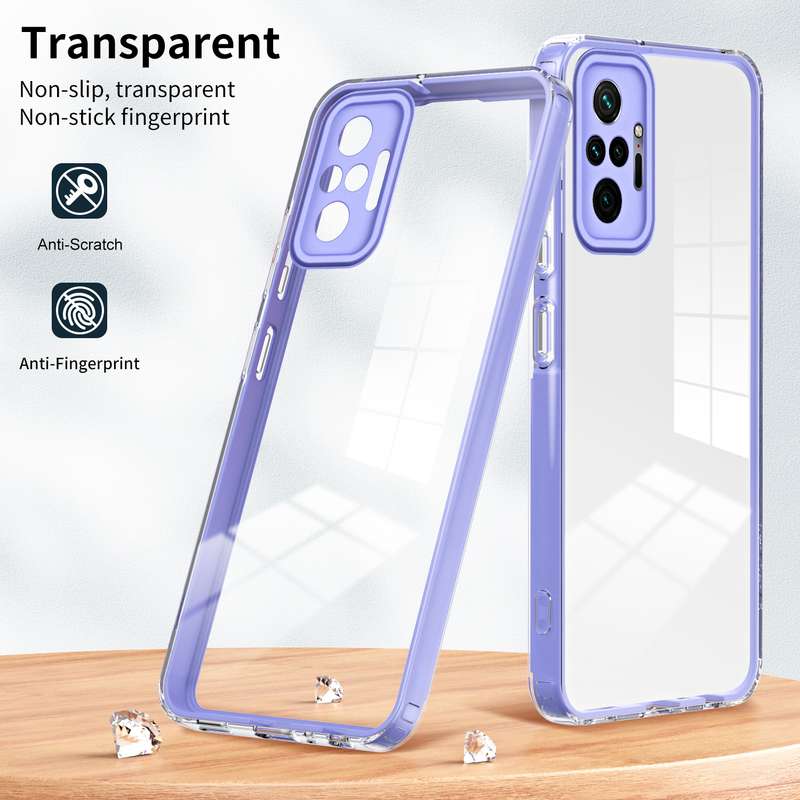 For Xiaomi Redmi Note 10 Pro Max 4G 3 in 1 Clear TPU Color PC Frame Phone Case(Purple)