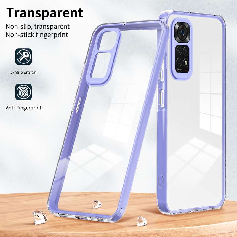 For Xiaomi Redmi Note 11 2022 3 in 1 Clear TPU Color PC Frame Phone Case(Purple)
