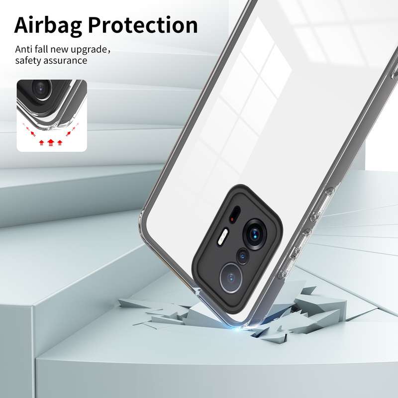For Xiaomi 11T Pro 3 in 1 Clear TPU Color PC Frame Phone Case(Black)