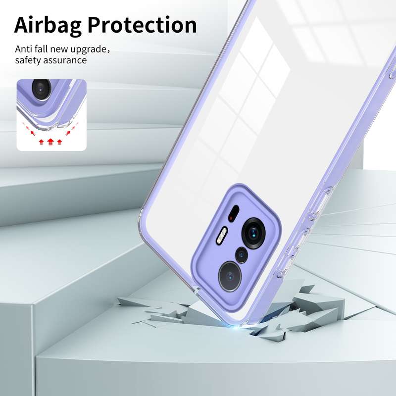 For Xiaomi 11T Pro 3 in 1 Clear TPU Color PC Frame Phone Case(Black)