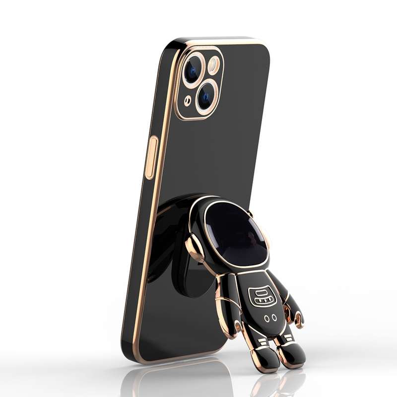 For iPhone 12 mini Plating Astronaut Holder Phone Case (Lavender Purple)
