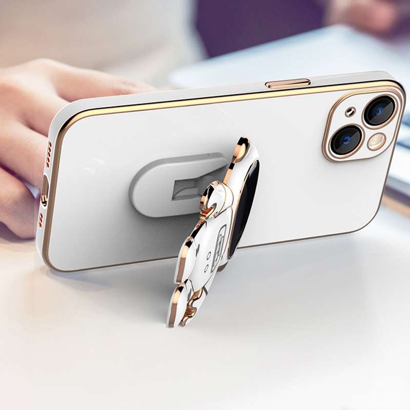 For iPhone 12 mini Plating Astronaut Holder Phone Case (Lavender Purple)