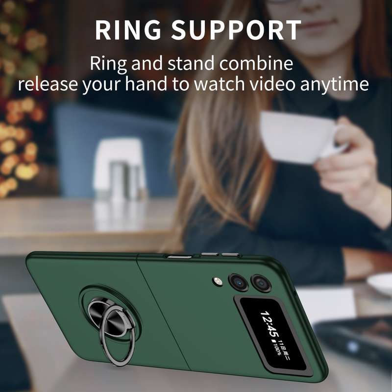 For Samsung Galaxy Z Flip4 Armor Ring Holder Phone Case(Black)
