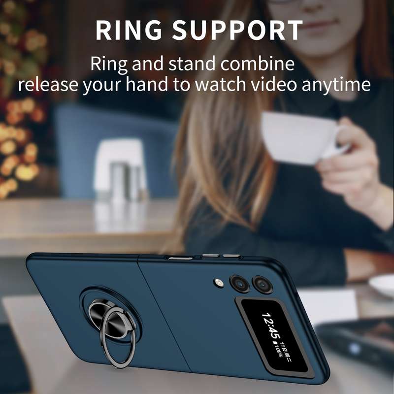 For Samsung Galaxy Z Flip4 Armor Ring Holder Phone Case(Black)