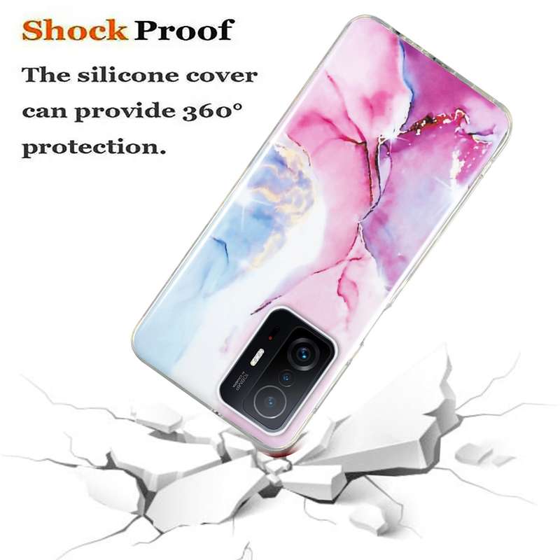 For Xiaomi 11T Pro IMD Marble Pattern TPU Phone Case(White)