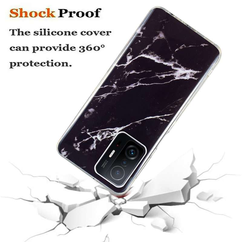 For Xiaomi 11T Pro IMD Marble Pattern TPU Phone Case(White)