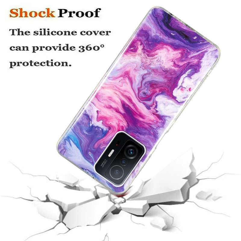 For Xiaomi 11T Pro IMD Marble Pattern TPU Phone Case(White)