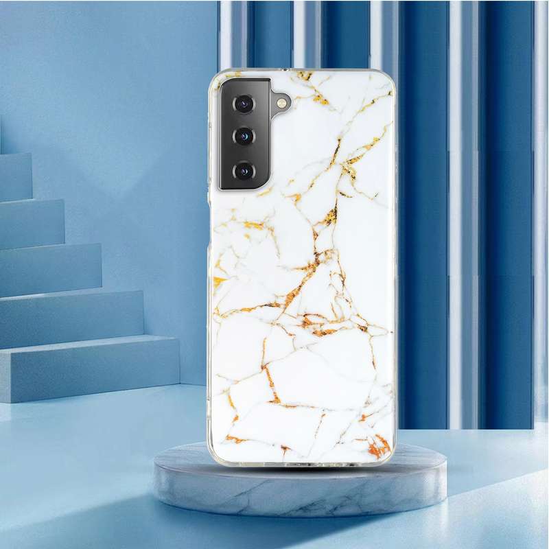 For Samsung Galaxy S21 5G IMD Marble Pattern TPU Phone Case(Grey)