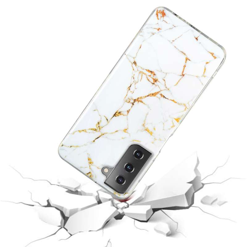 For Samsung Galaxy S21 5G IMD Marble Pattern TPU Phone Case(Grey)