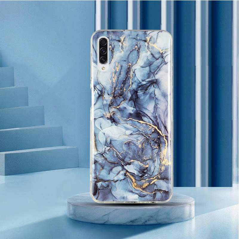 For Samsung Galaxy A50 IMD Marble Pattern TPU Phone Case(Grey)