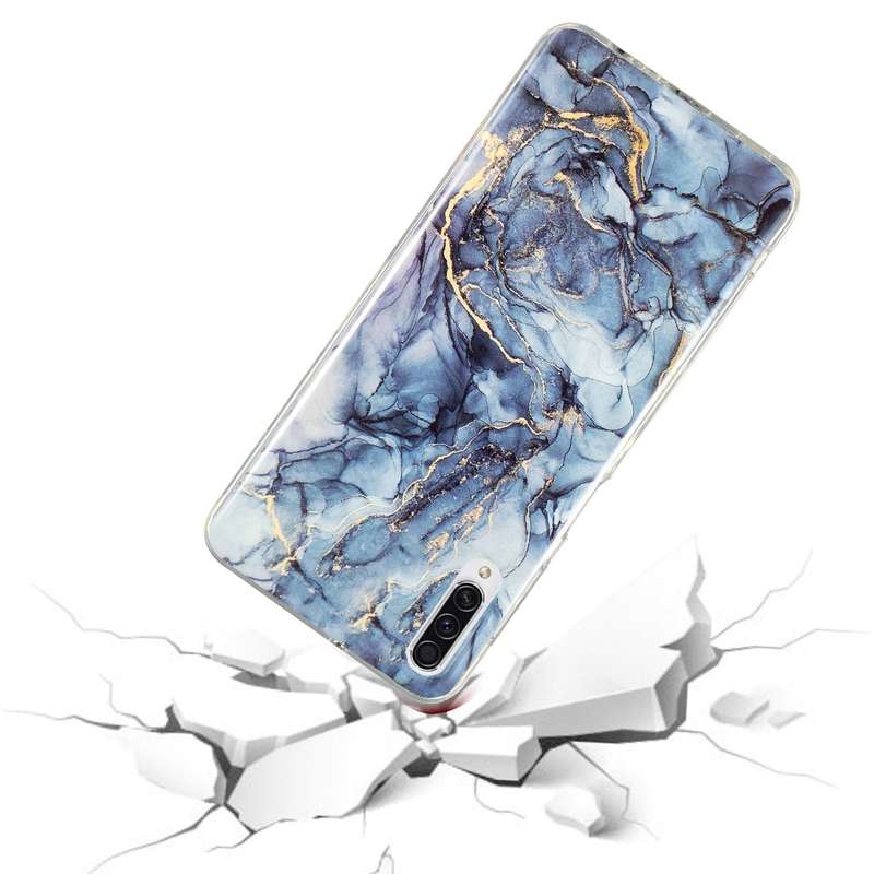 For Samsung Galaxy A50 IMD Marble Pattern TPU Phone Case(Grey)