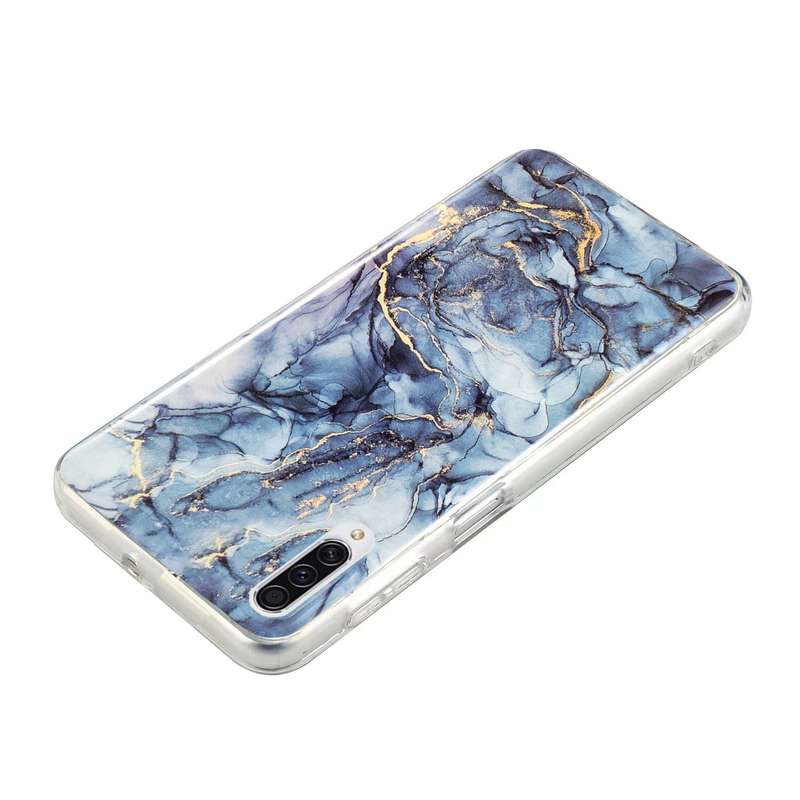 For Samsung Galaxy A50 IMD Marble Pattern TPU Phone Case(Grey)