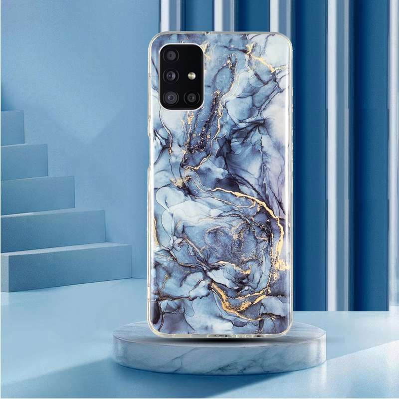 For Samsung Galaxy A71 IMD Marble Pattern TPU Phone Case(Black)
