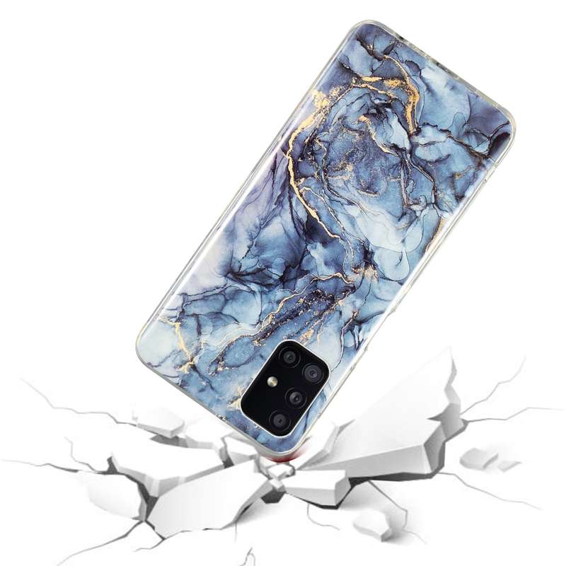 For Samsung Galaxy A71 IMD Marble Pattern TPU Phone Case(Black)