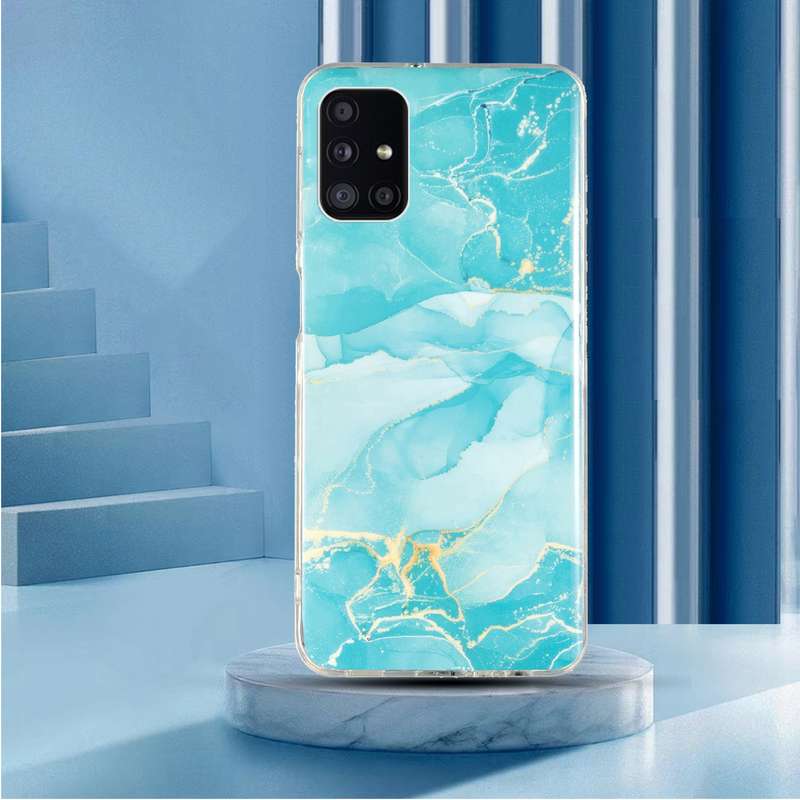 For Samsung Galaxy A71 IMD Marble Pattern TPU Phone Case(Black)
