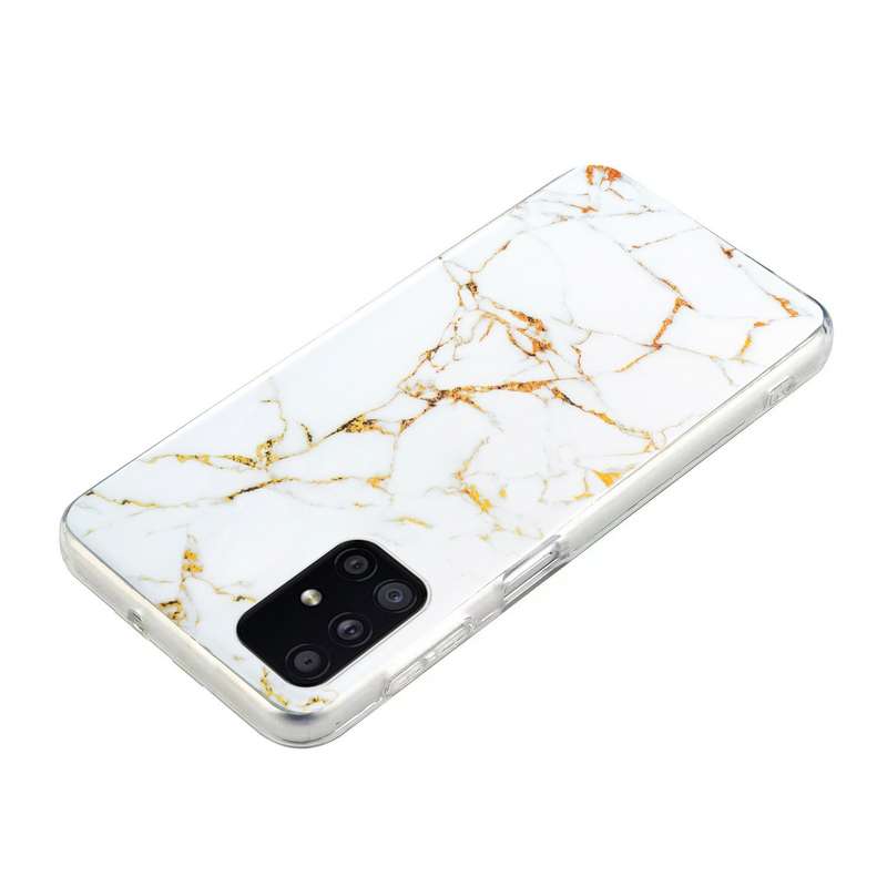 For Samsung Galaxy A71 IMD Marble Pattern TPU Phone Case(Black)