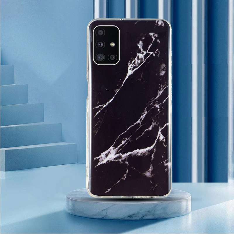 For Samsung Galaxy A71 IMD Marble Pattern TPU Phone Case(Black)