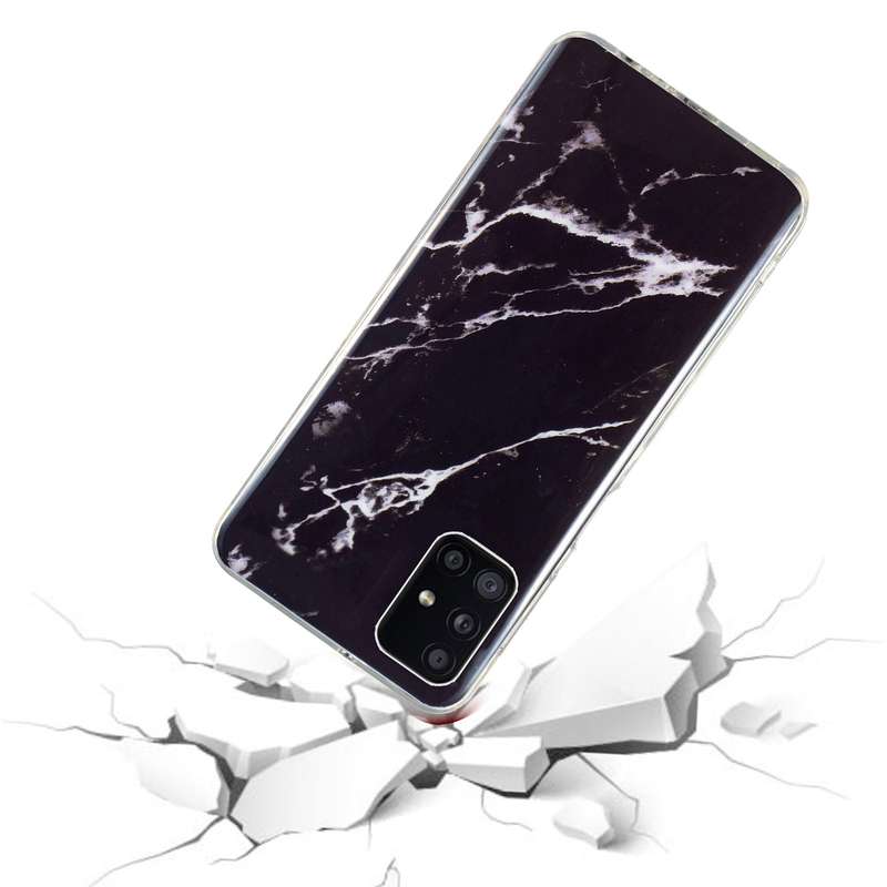 For Samsung Galaxy A71 IMD Marble Pattern TPU Phone Case(Black)