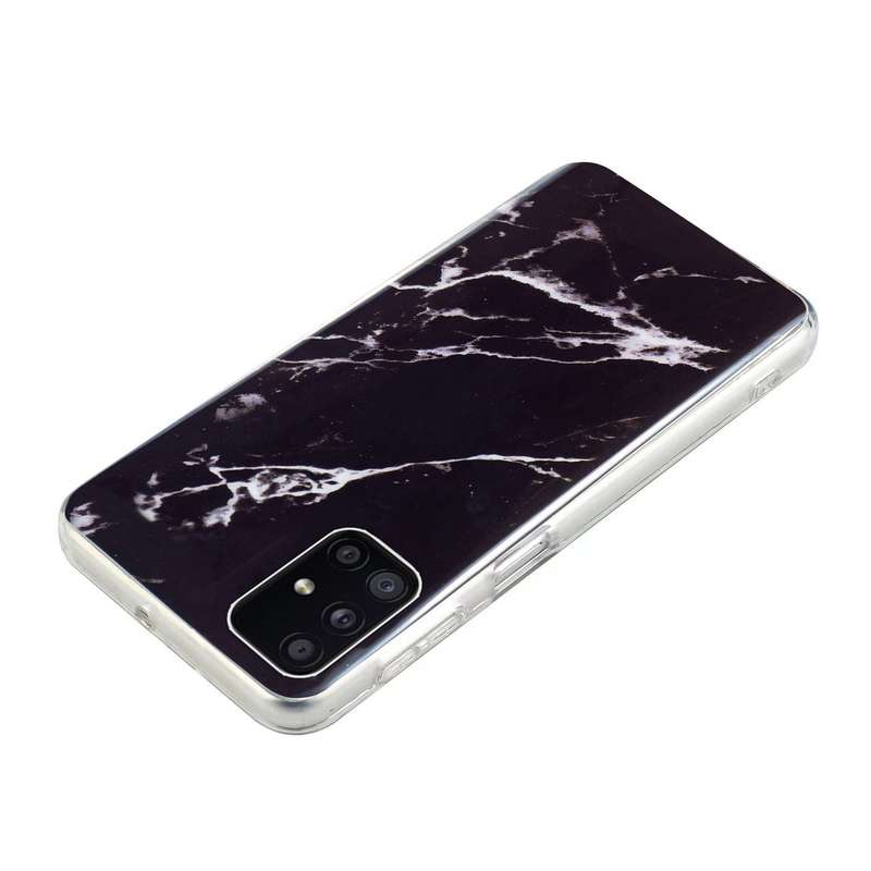 For Samsung Galaxy A71 IMD Marble Pattern TPU Phone Case(Black)