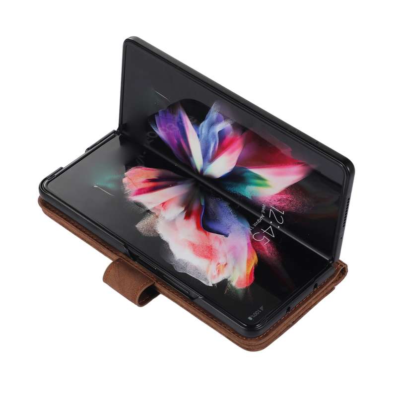 For Samsung Galaxy Z Fold4 Horizontal Flip Leather Phone Case with Pen Slot(Brown)