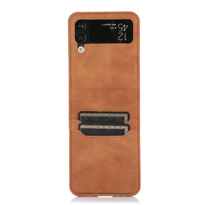 For Samsung Galaxy Z Flip4 Card Slot Leather Phone Case(Brown)