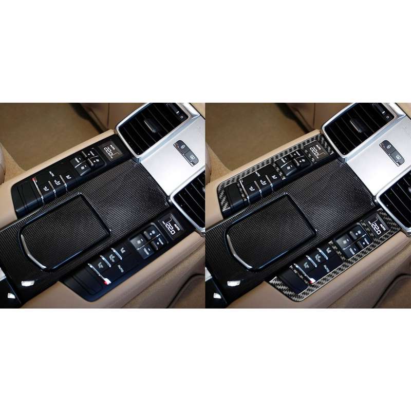 Car Carbon Fiber Rear Row Button Frame Decorative Sticker for Porsche Panamera 2010-2016, Left and R