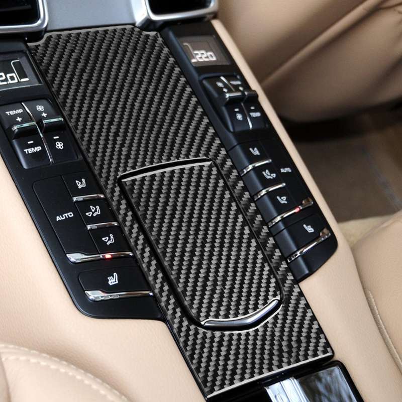 Car Carbon Fiber Rear Seat Multimedia Panel Decorative Sticker for Porsche Panamera 2010-2016, Left
