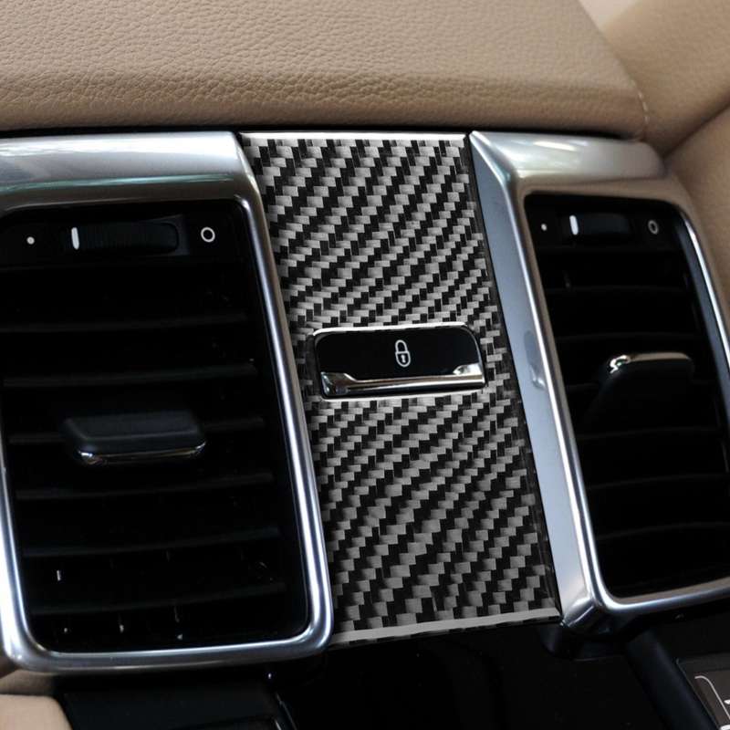 Car Carbon Fiber Rear Seat Adjustment Panel Decorative Sticker for Porsche Panamera 2010-2016, Left