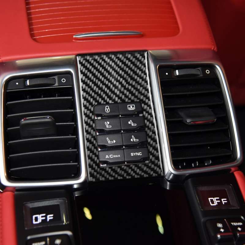 Car Carbon Fiber Rear Seat Adjustment Panel Decorative Sticker for Porsche Panamera 2010-2016, Left