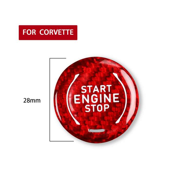 Car Carbon Fiber Engine Start Stop Ignition Button for Chevrolet Corvette C8 2020-2021(Red)