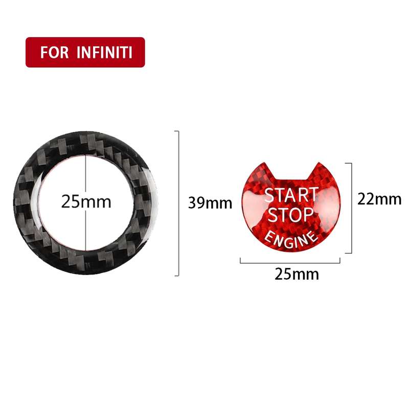 Car Carbon Fiber One-button Start Decorative Sticker for Infiniti Q50 2014-2020 / Q60 / QX60(Black +