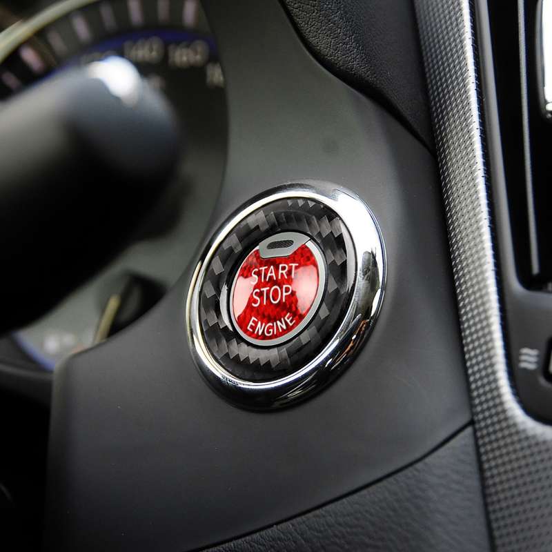 Car Carbon Fiber One-button Start Decorative Sticker for Infiniti Q50 2014-2020 / Q60 / QX60(Black +