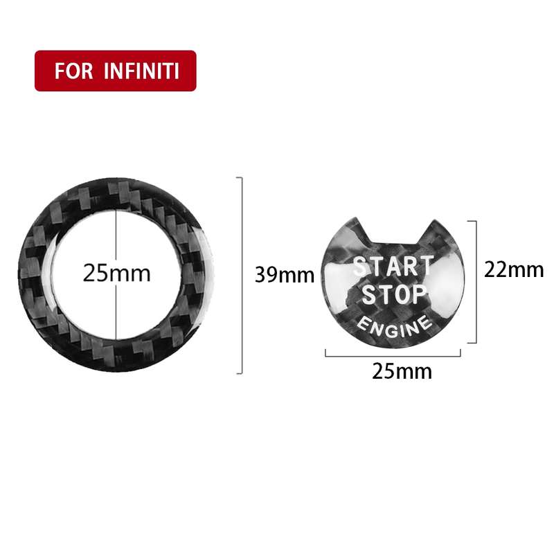 Car Carbon Fiber One-button Start Decorative Sticker for Infiniti Q50 2014-2020 / Q60 / QX60(Black)