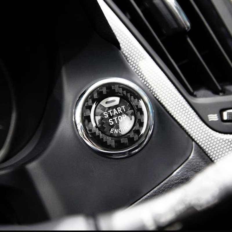 Car Carbon Fiber One-button Start Decorative Sticker for Infiniti Q50 2014-2020 / Q60 / QX60(Black)