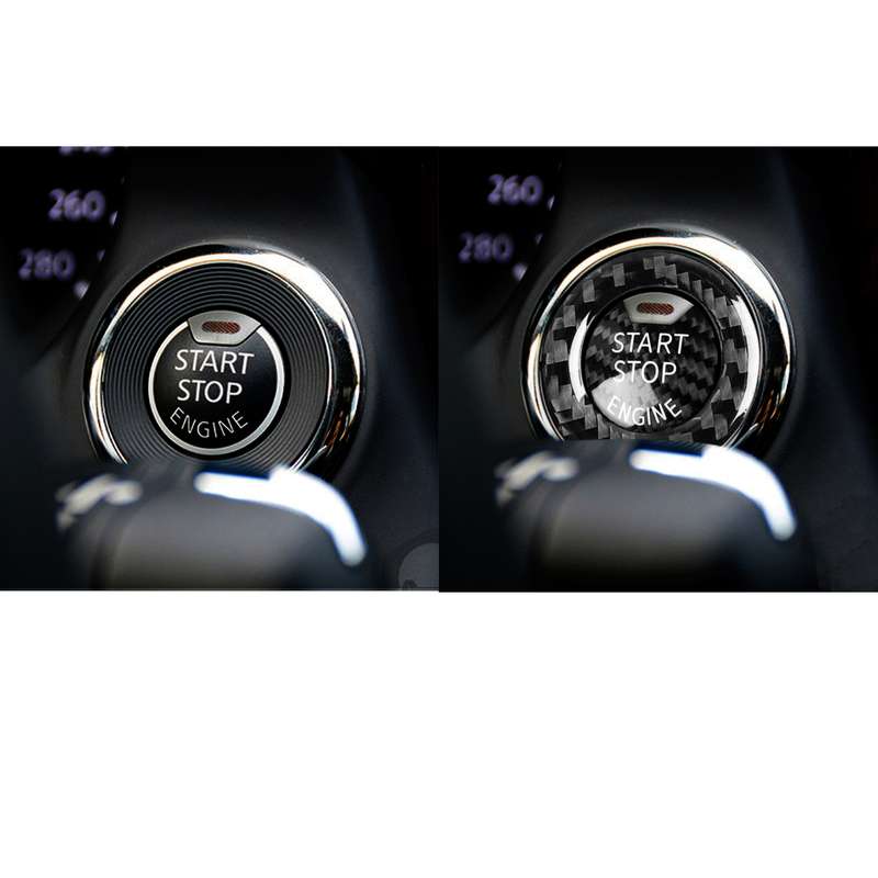 Car Carbon Fiber One-button Start Decorative Sticker for Infiniti Q50 2014-2020 / Q60 / QX60(Black)