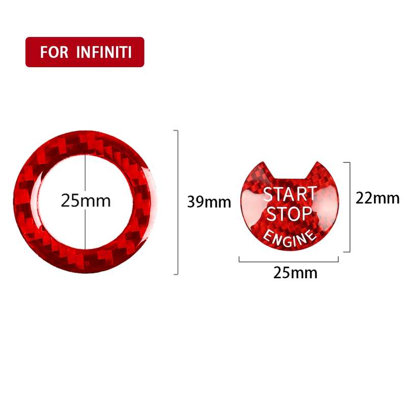 Car Carbon Fiber One-button Start Decorative Sticker for Infiniti Q50 2014-2020 / Q60 / QX60(Red)