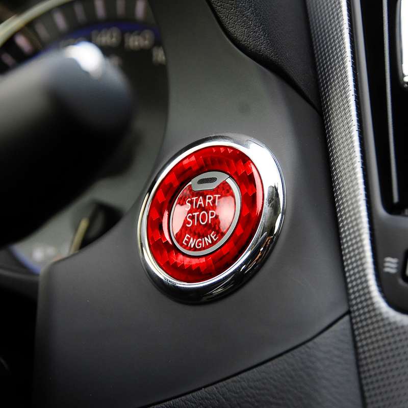 Car Carbon Fiber One-button Start Decorative Sticker for Infiniti Q50 2014-2020 / Q60 / QX60(Red)