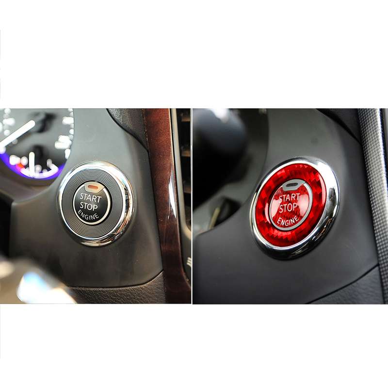 Car Carbon Fiber One-button Start Decorative Sticker for Infiniti Q50 2014-2020 / Q60 / QX60(Red)