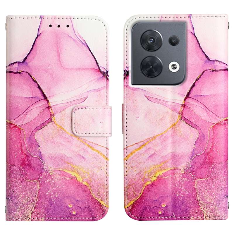 For OPPO Reno8 PT003 Marble Pattern Flip Leather Phone Case(LS006)