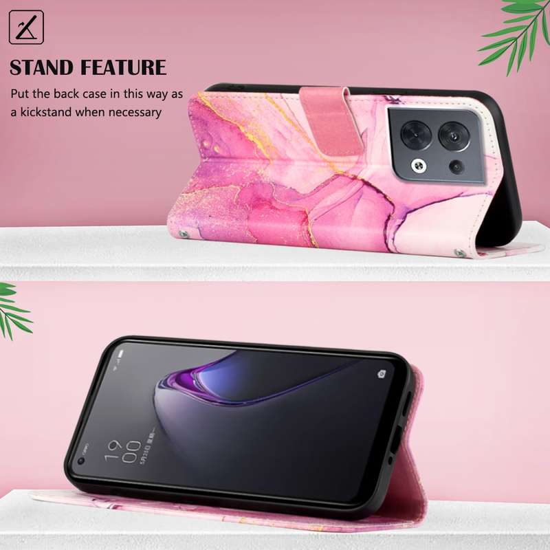 For OPPO Reno8 PT003 Marble Pattern Flip Leather Phone Case(LS006)